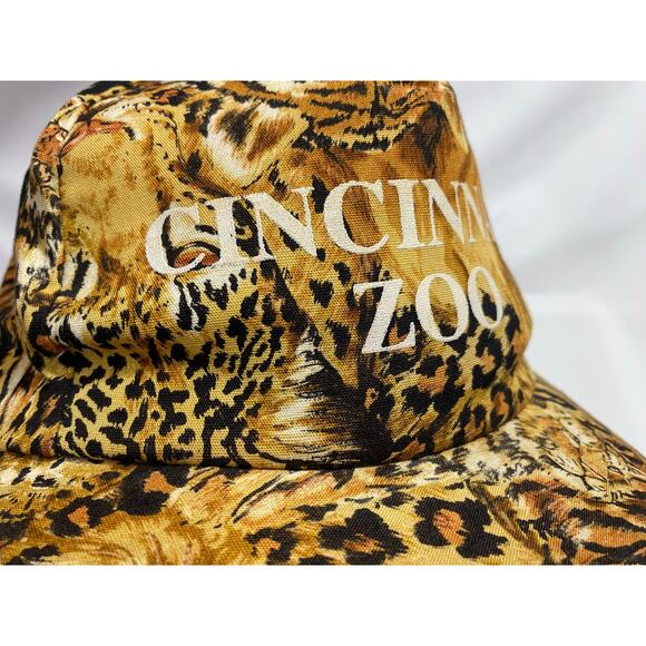 Cincinnati Zoo Snapback Hat Leopard Print Vintage 90s Adjustable USA Made - Picture 3 of 7